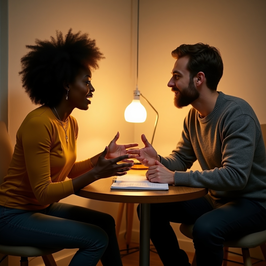 Zwei Teilnehmer in kleiner Gruppenrunde besprechen Sunk-Cost-Falle